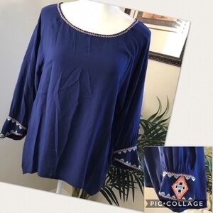 Together Apparel Embroidery Beaded Rayon Top L